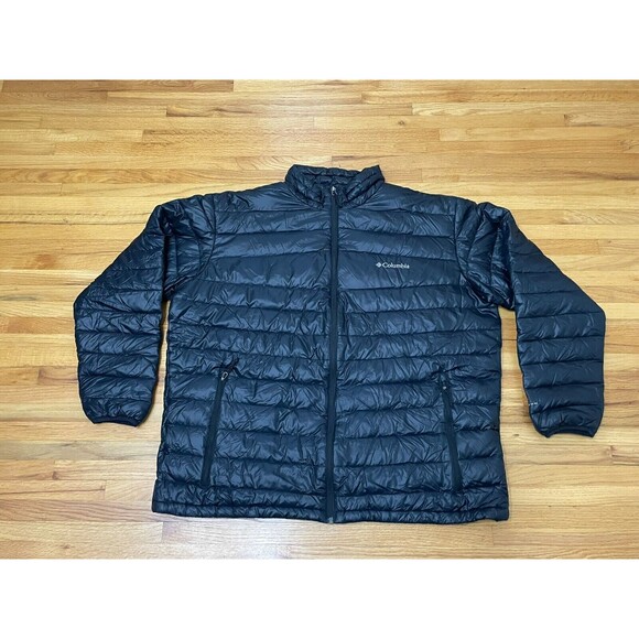 Columbia Voodoo Falls 590 TurboDown Puffer Jacket Men's 2XL Black Full Zip-Up